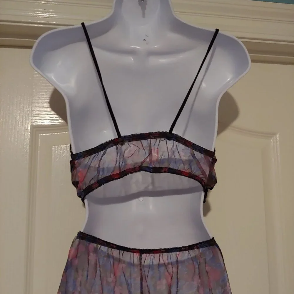 VTG Petra Fashions 89/90's Sheer Floral Lingerie Set Harem Sheer Genie Loungewea - Picture 9 of 12